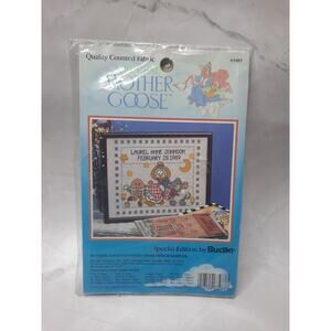 Bucilla Mother Goose Counted Cross Stitch Sampler 63483 Birth Announcement